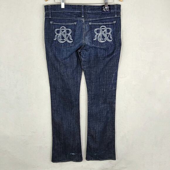 Rock & Republic Tall Bootcut Jeans Women 32X36 Kasandra Mid Rise Logo Pocket - Picture 1 of 8